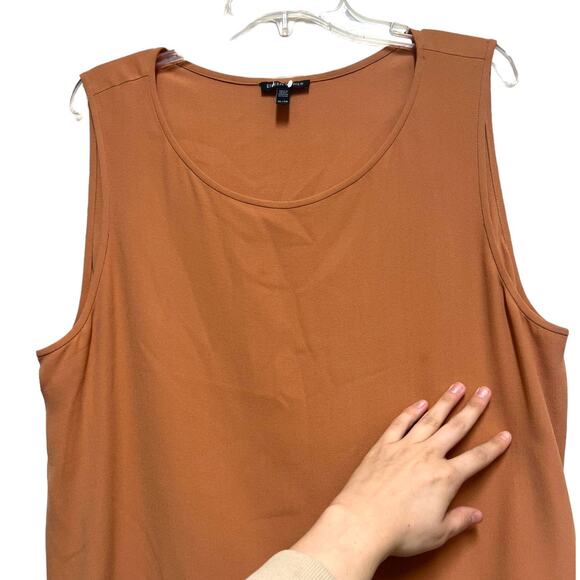Eileen Fisher 100% Silk Warm Brown Sleeveless Shell Minimalist Business Tank XL - Picture 4 of 6